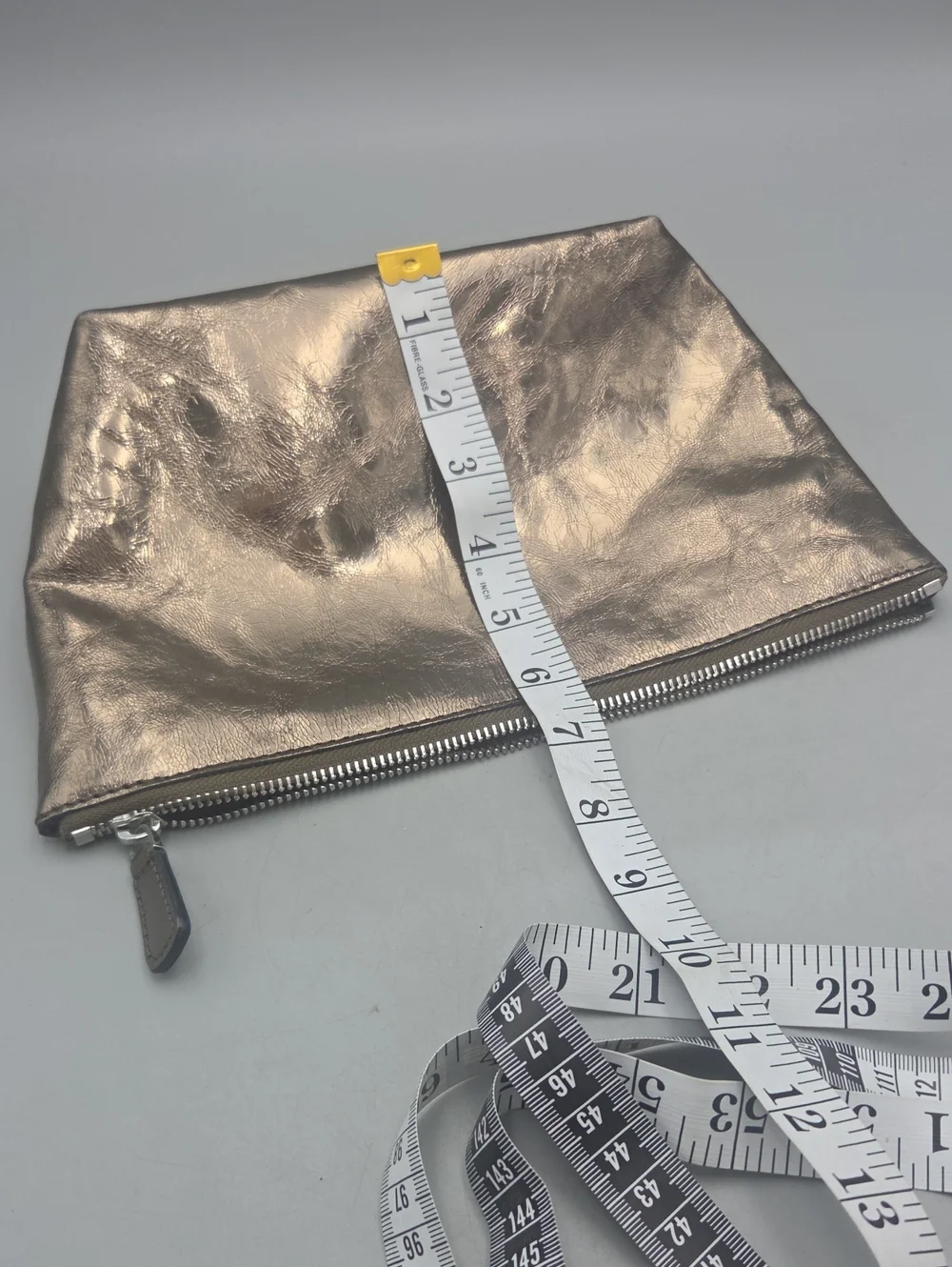 Madewell Distressed Bronze Metallic Leather Wristlet Pouch Goat Leather